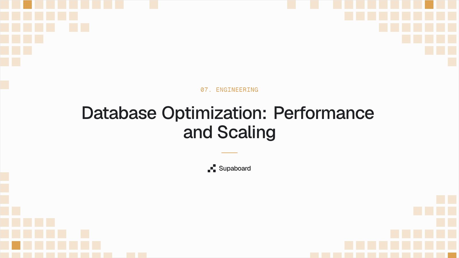 "Database Optimization: Performance and Scaling" — Supaboard blog cover